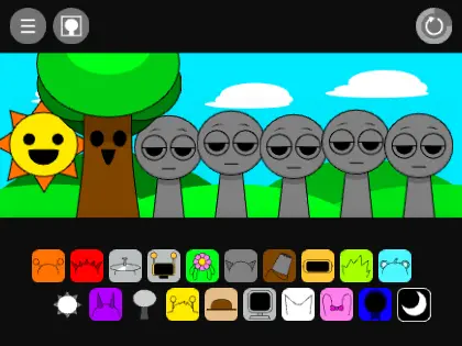 Incredibox Sprunki Night Time Remix V8 logo with nocturnal themed characters