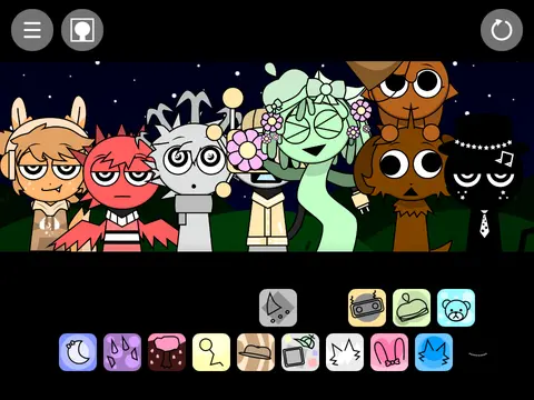 Logo for Incredibox Sprunki Night Time V4 mod featuring colorful night-themed characters
