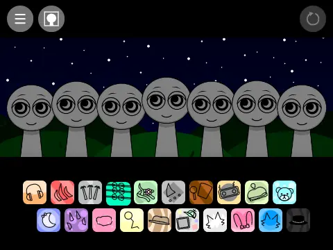 Logo for Incredibox Sprunki Night Time with OC mod, featuring colorful characters