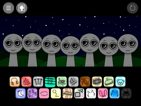 Logo for Incredibox Sprunki Night Time with OC V3 mod featuring colorful characters