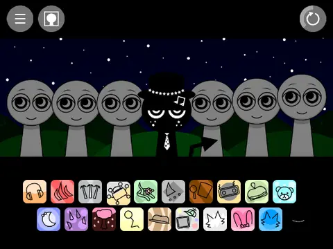 Incredibox Sprunki Night Timee character mixing music at night