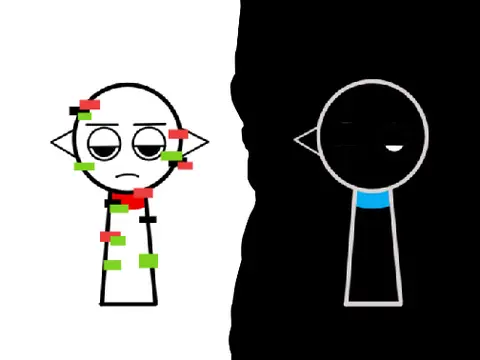 Incredibox Sprunki OC game cover featuring Error-404 character with normal and horror versions