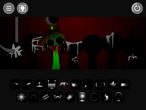 Incredibox Sprunki Phase Gore dark version logo with horror themed characters
