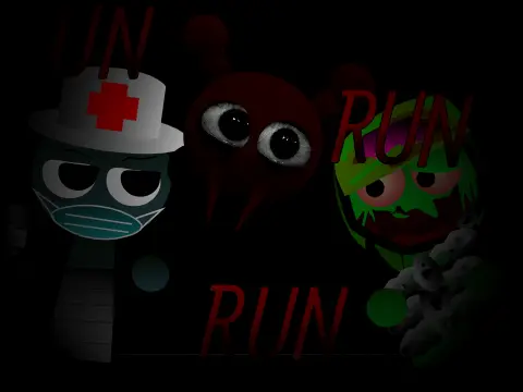 Game logo combining Incredibox music elements with Sprunki phase OC characters
