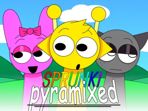 Sprunki Pyramixed crossover with BFDI elements game logo