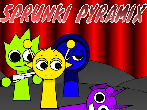 Sprunki Pyramixed game logo featuring original character assets