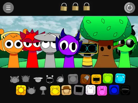 Incredibox Sprunki character with regretful expression holding animation tools