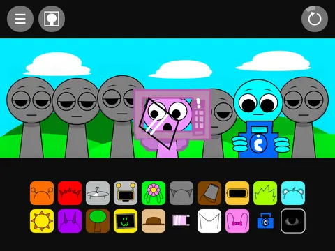 Logo for Incredibox Sprunki Remix Remix V4 showing various characters and phases