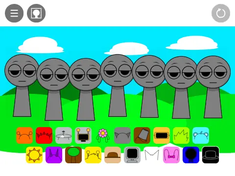 Incredibox Sprunki Remix V8 music game interface with colorful characters