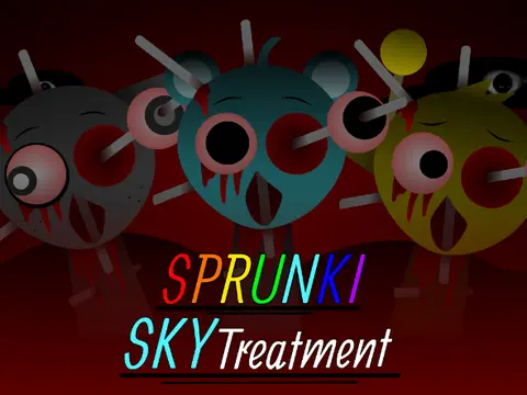 Incredibox Sprunki Sky Treatment Official Logo - Celestial Characters Flying Through Clouds