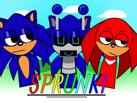 Cover art for the Sprunki and Sonic the Hedgehog crossover music remix game