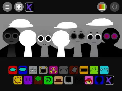 Incredibox Sprunki Sus 5 colorful game logo featuring sus-themed characters