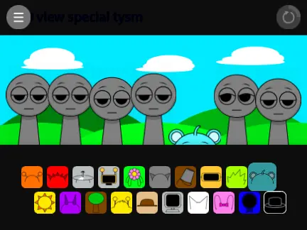 Music remix game interface with Sprunki characters and mixing tools