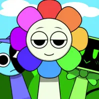 Incredibox Sprunkios Game Logo featuring colorful Sprunki characters making music