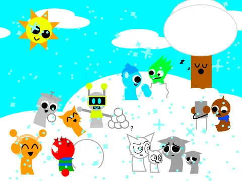 Logo for Just Some Sprunki Fun in the Snow Remix V2 with added characters Garnold and Pinki