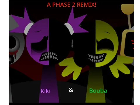 Kiki and Bouba characters in a Sprunki swapped and retextured music game mod