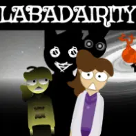 Labadairity Game Logo featuring Sprunki characters in night time setting