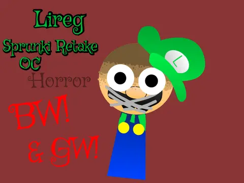 Lireg Sprunki Retake Horror OC game logo with horror theme and warnings