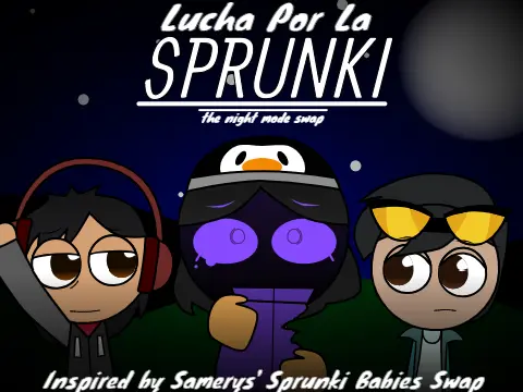 Logo for Lucha Por La Sprunki The Night Mode Retextured, a mature-themed Sprunki game