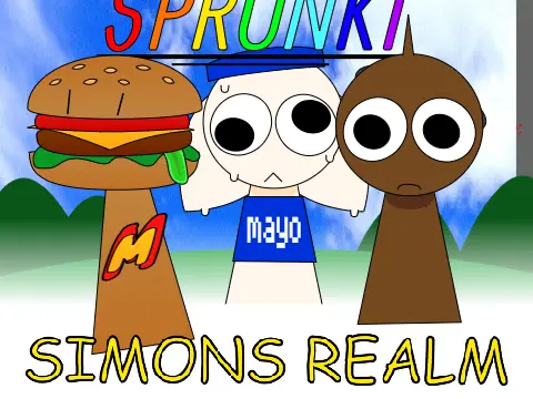 MC Sprunki Simon's Realm featuring Sprunki characters in Minecraft style