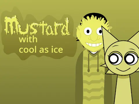Mstard with Sprunki mod update by dooors remix game cover featuring Sprunki characters
