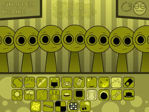 Mustard Sprunki character with swapped design in remix version