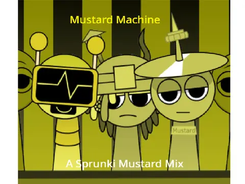 Cover art for Mustard Machine game showing the Sprunkstard character in a DJ setting