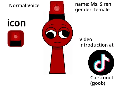 Artwork of the original Sprunki character named Ms. Siren