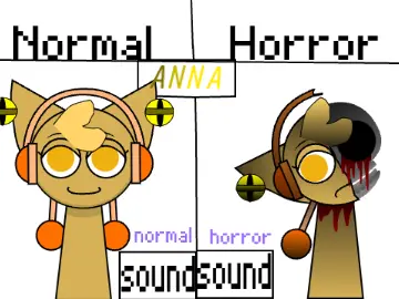 Anna Sprunki original character as musical cat with headphones and bell accessories