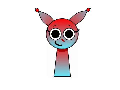 Cheerful balloon bunny Sprunki character Abbi with clown/jester design