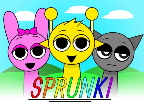 New Year themed sprunki game logo with festive elements