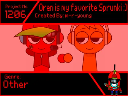 Oren Sprunki character wearing headphones in Sprunki game
