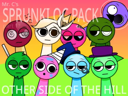 Other Side of the Hill Sprunki OC Pack showing character collection with hill landscape theme