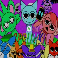Padek Man Sprunki Game Logo featuring colorful Sprunki characters