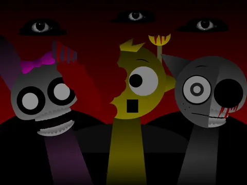 Sprunki Parasite Fanmade Edition Logo with Durple Characters