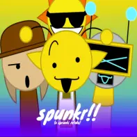 Parasprunked Game Logo - Dark Sprunki Characters with Glowing Eyes