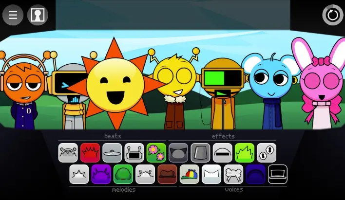 Parodybox Sprunki in Action Parodybox Sprunki Gameplay Screenshot - Showing funny character creations