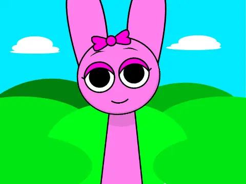 Pinki Sprunki Fixed game cover featuring Pinki character with improvements