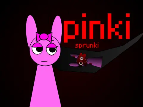 Pinki Sprunki V2 game cover with pink bubblegum themed Sprunki characters