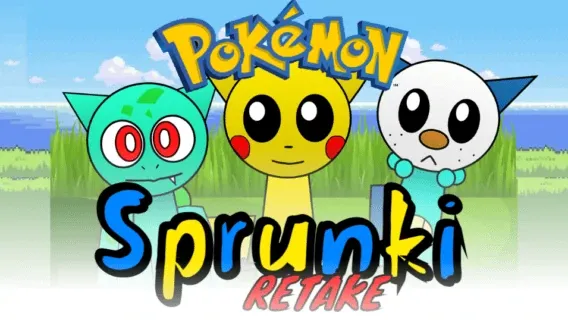 Pokemon Remastered Retake Game Cover - Sprunki Characters in Pokemon Style