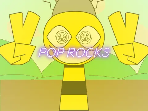Pop Rocks Funkerztacion Meme game logo featuring Benson the Bee Sprunki character