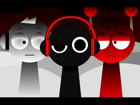 Presenting My New Sprunki OCs game screenshot showing Alex, Jake, and Carl characters