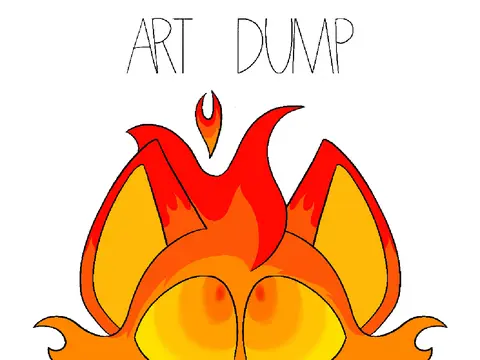 Logo for the Random Art Dump gallery featuring a collection of original character art from August to February