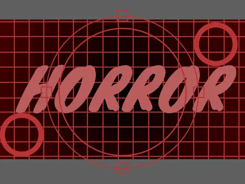 Horror meme template game showing Sprunki characters reacting to scary scenes
