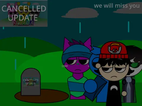 RIP Sprunki Version 3 Remastered Game Cover - Horror Edition with New Characters