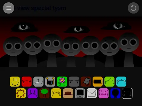 Roblox romusic v1.41 mod logo showing Sprunki characters with glitch effects