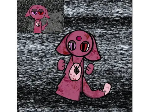 Logo showcasing the original character Ruby in the Sprunki universe