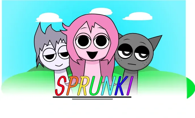 Sprunki Sakura Official Game Logo featuring cherry blossom characters