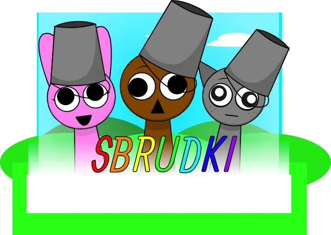 Sbrudki Remix Game Logo featuring colorful Sprunki characters