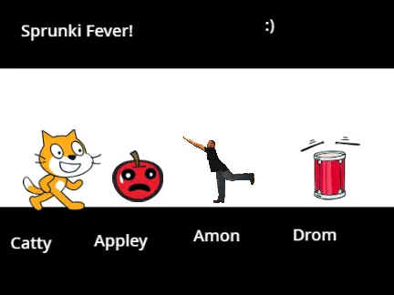 Scratch Sprunki game interface showing music creation elements